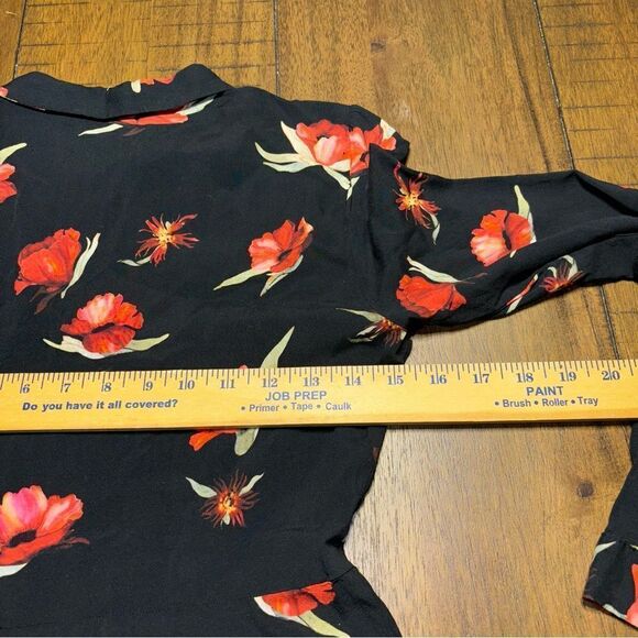 Zara Black/Red Floral Print Shirt Dress. Fitted Torso Then Flirty Flair XS - Picture 5 of 7